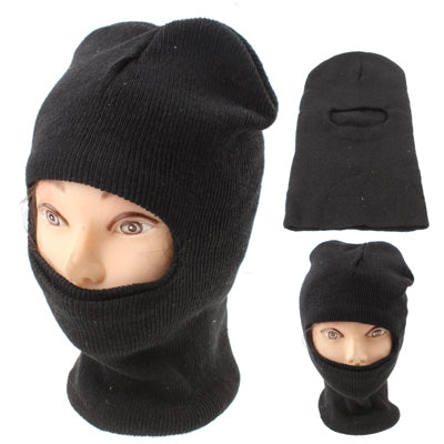 Ski Mask One Hole Knitted Warm Snowboard Hat(Black)