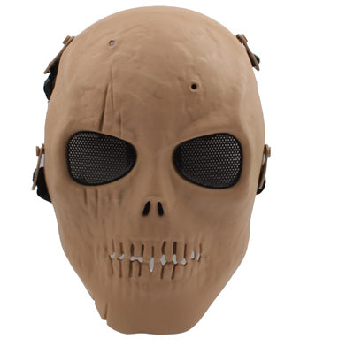 Full Face High Impact Resistant Terrifying Facepiece Skeleton Mask with Mesh Metal Eye Shield(Brown)