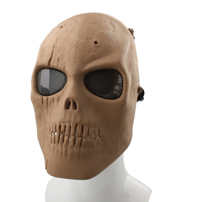 Full Face High Impact Resistant Terrifying Facepiece Skeleton Mask with Mesh Metal Eye Shield(Brown)