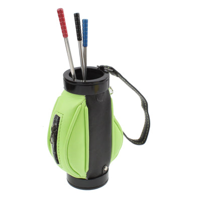 Golf Bag Pen Holder with 3 Golf Clubs Shape Ball Pens(Green)
