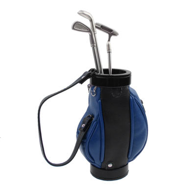 Golf Bag Pen Holder with 3 Golf Clubs Shape Ball Pens(Blue)