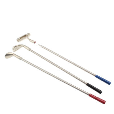 Golf Bag Pen Holder with 3 Golf Clubs Shape Ball Pens(Blue)