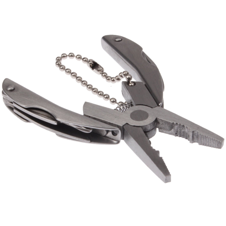 Mini Multi-functional Stainless Steel Pliers Tongs Cutter Knife Tool Kit Key Chain(Grey)