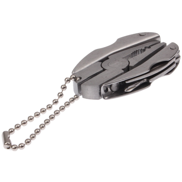 Mini Multi-functional Stainless Steel Pliers Tongs Cutter Knife Tool Kit Key Chain(Grey)
