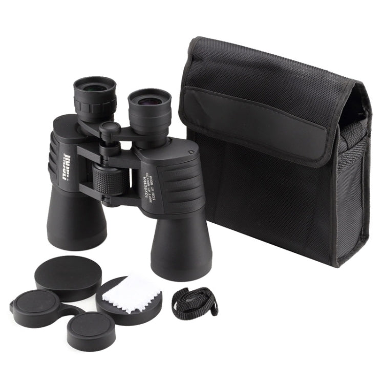 JINJULI 10x50WA Prism Roof Waterproof Telescope Binocular, 133m / 1000m(Black)