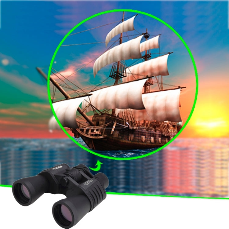 JINJULI 10x50WA Prism Roof Waterproof Telescope Binocular, 133m / 1000m(Black)