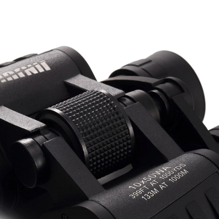 JINJULI 10x50WA Prism Roof Waterproof Telescope Binocular, 133m / 1000m(Black)