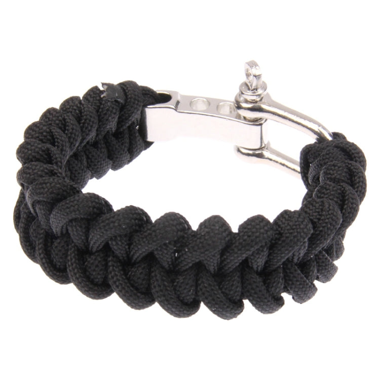 Multi-functional Nylon Braided Survival Bracelets with Adjustable Stainless Steel Shackle(Black)