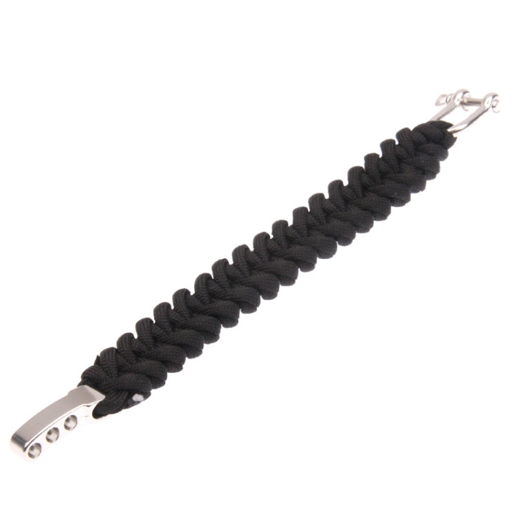 Multi-functional Nylon Braided Survival Bracelets with Adjustable Stainless Steel Shackle(Black)