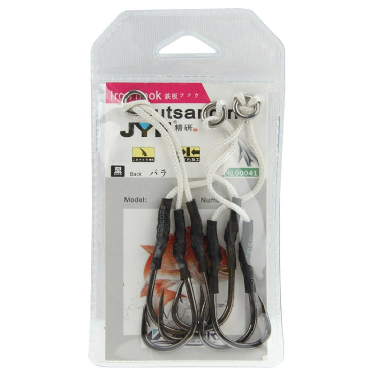 8 PCS 6# 7# 8# 9# Sea Fishing Iron Plate Hook with String, Random Color Delivery