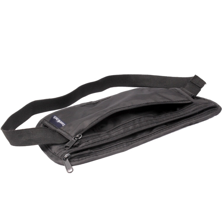 Portable Close-fitting Ultralight Documents / Pocketbook Multifunctiona Anti-theft Waist Bag(Black)