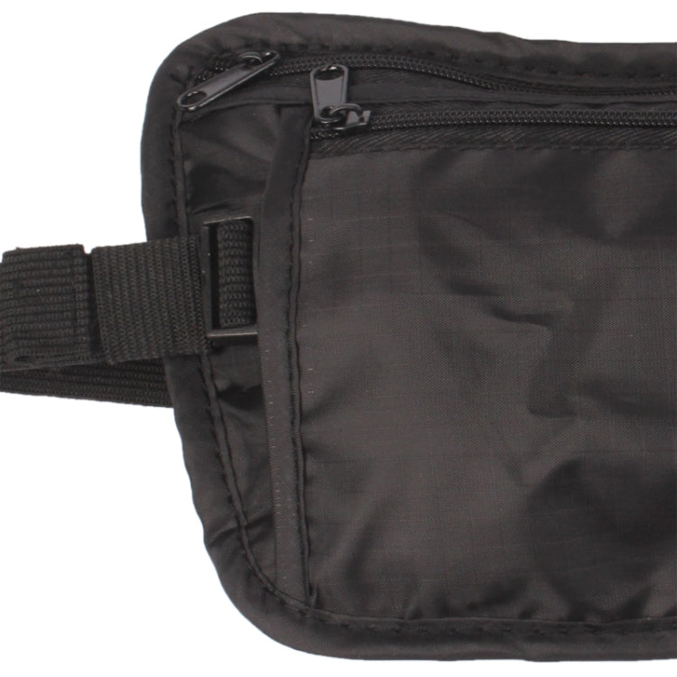 Portable Close-fitting Ultralight Documents / Pocketbook Multifunctiona Anti-theft Waist Bag(Black)