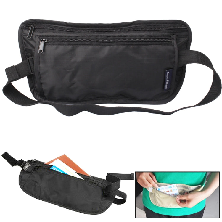 Portable Close-fitting Ultralight Documents / Pocketbook Multifunctiona Anti-theft Waist Bag(Black)