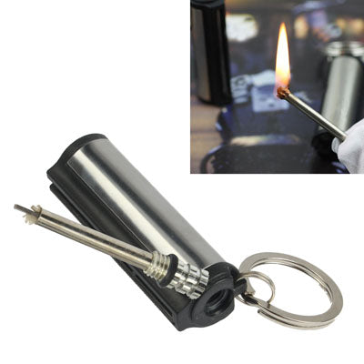 Round Drum Shape Waterproof Lighter Fire Stick Match for Outdoor Use(Grey)