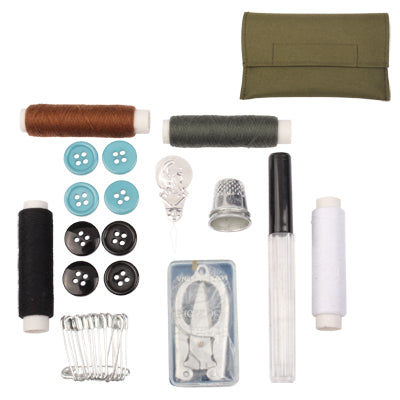Needle + Thread + Foldable Scissors + Buttons + Pin + Thimble Sewing Kit for Outdoor Use(Army Green)