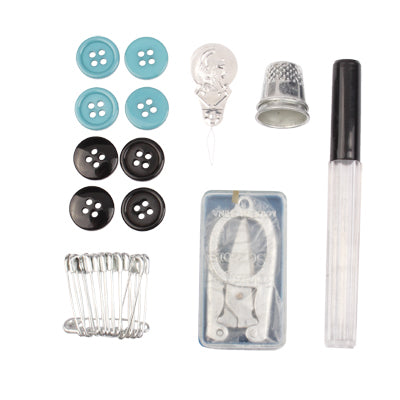 Needle + Thread + Foldable Scissors + Buttons + Pin + Thimble Sewing Kit for Outdoor Use(Army Green)
