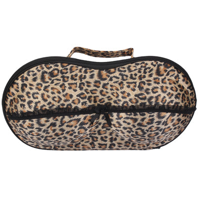 Fashionable Portable Bra Style Molded Storage Bag Case with Leopard Print for Travel