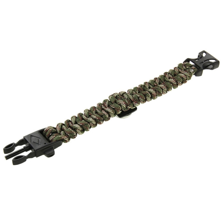 Multi-functional Outdoor Flint Nylon Braided Survival Bracelets with Compass & Whistle, Length: 25cm