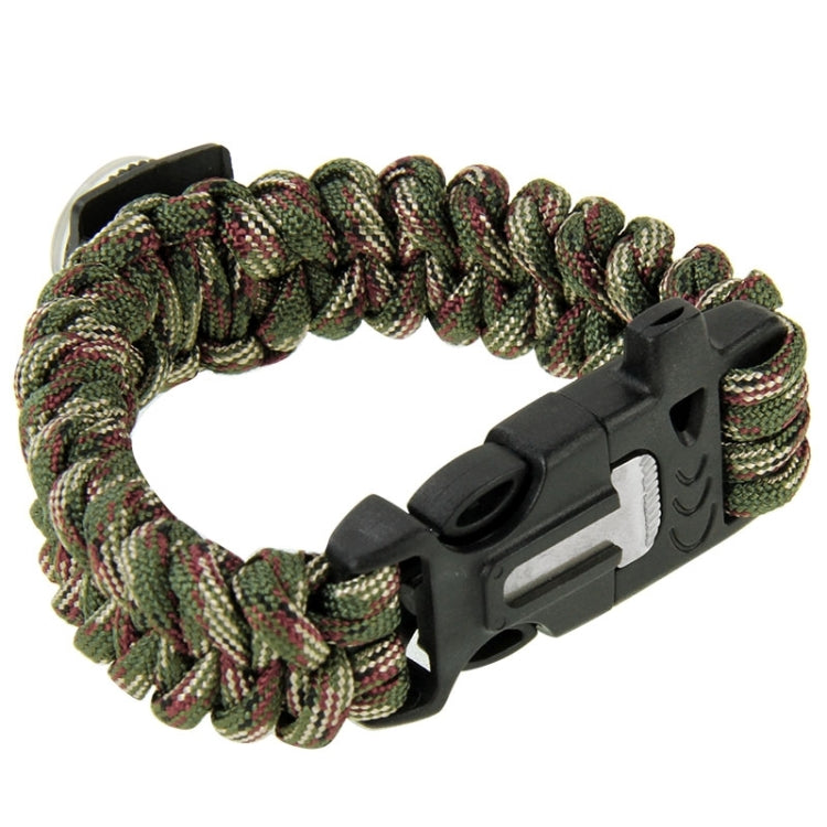 Multi-functional Outdoor Flint Nylon Braided Survival Bracelets with Compass & Whistle, Length: 25cm