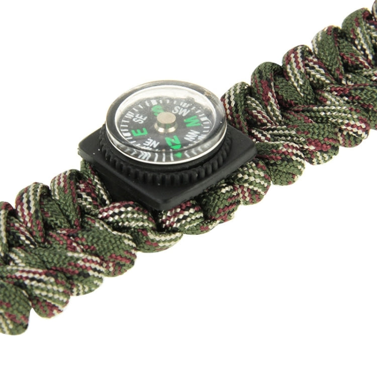 Multi-functional Outdoor Flint Nylon Braided Survival Bracelets with Compass & Whistle, Length: 25cm
