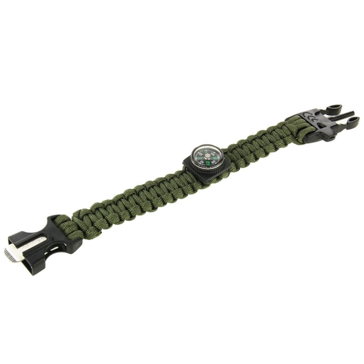Multi-functional Outdoor Flint Nylon Braided Survival Bracelets with Compass & Whistle, Length: 25cm