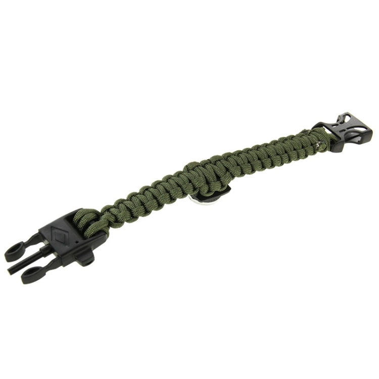 Multi-functional Outdoor Flint Nylon Braided Survival Bracelets with Compass & Whistle, Length: 25cm