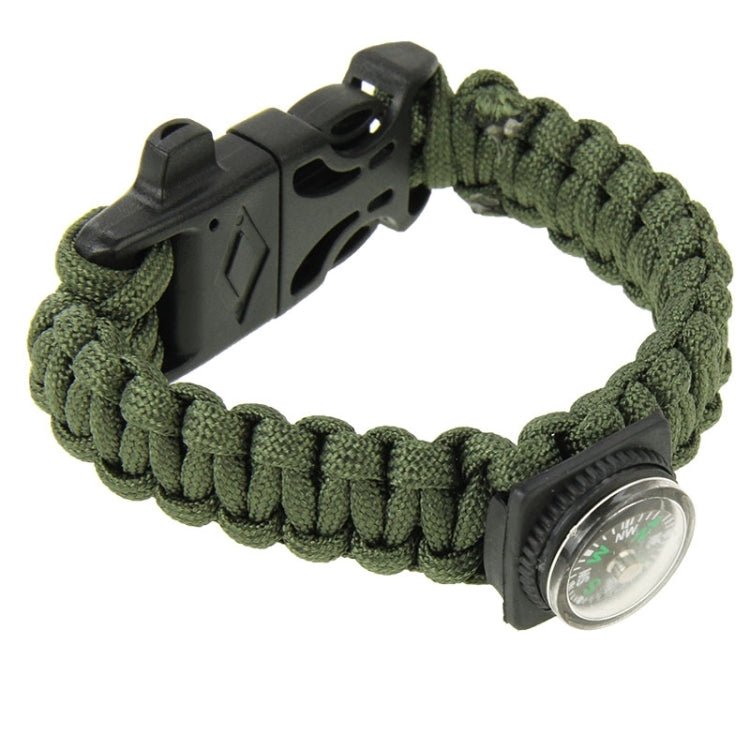 Multi-functional Outdoor Flint Nylon Braided Survival Bracelets with Compass & Whistle, Length: 25cm