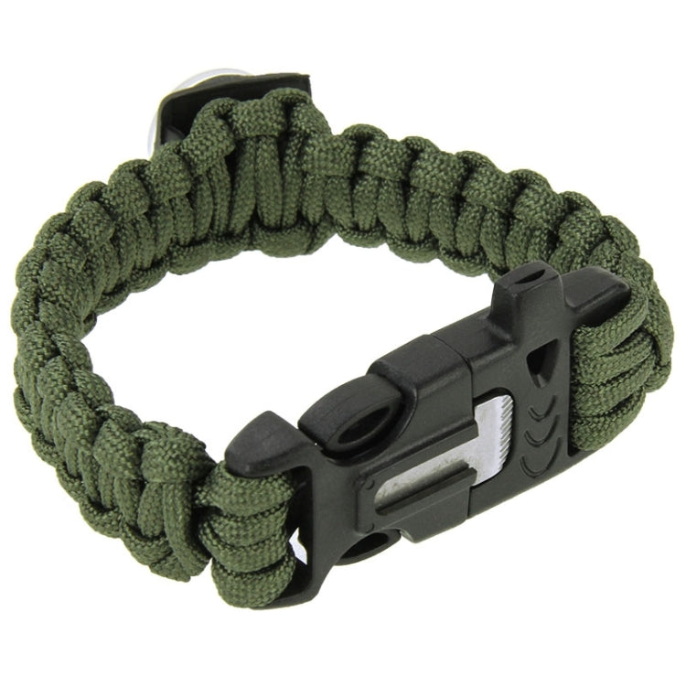 Multi-functional Outdoor Flint Nylon Braided Survival Bracelets with Compass & Whistle, Length: 25cm