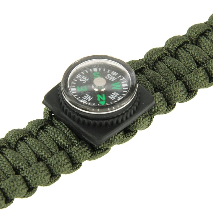 Multi-functional Outdoor Flint Nylon Braided Survival Bracelets with Compass & Whistle, Length: 25cm