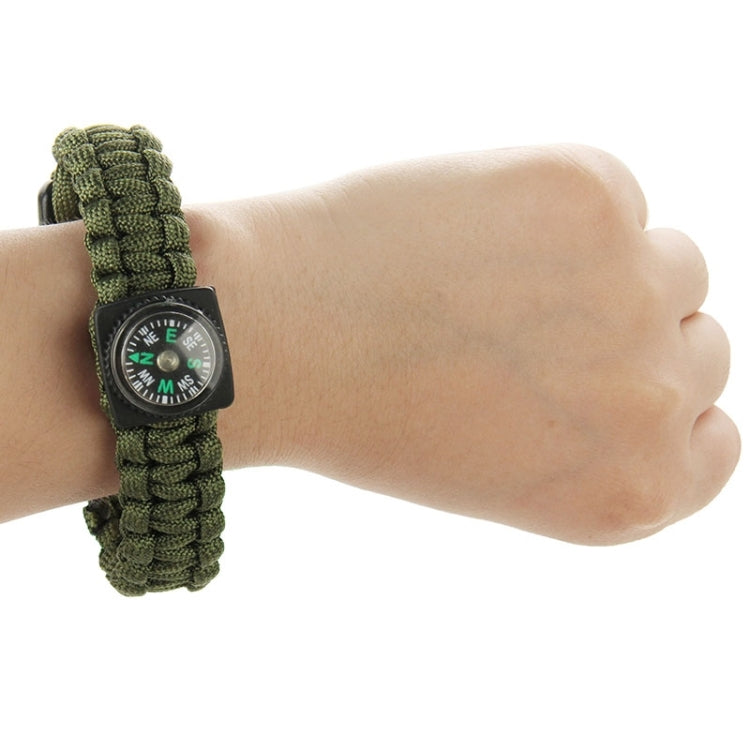 Multi-functional Outdoor Flint Nylon Braided Survival Bracelets with Compass & Whistle, Length: 25cm