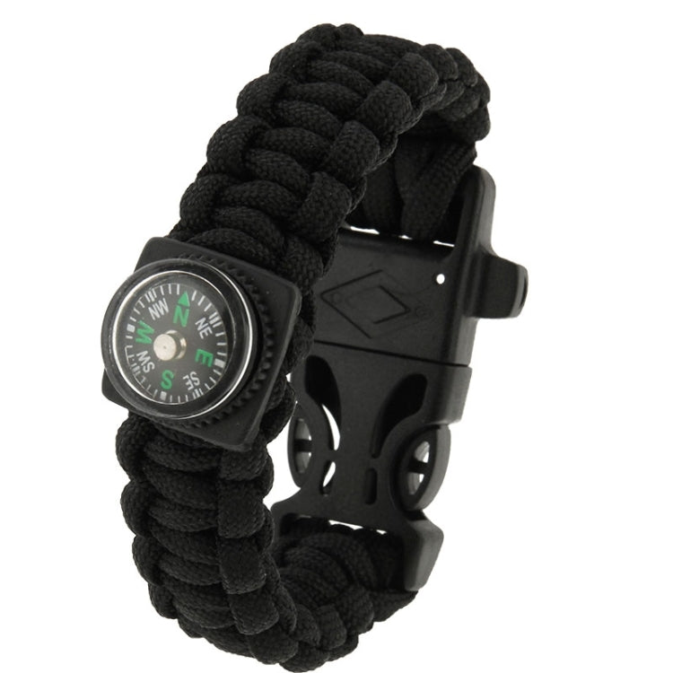 Multi-functional Outdoor Flint Nylon Braided Survival Bracelets with Compass & Whistle, Length: 25cm