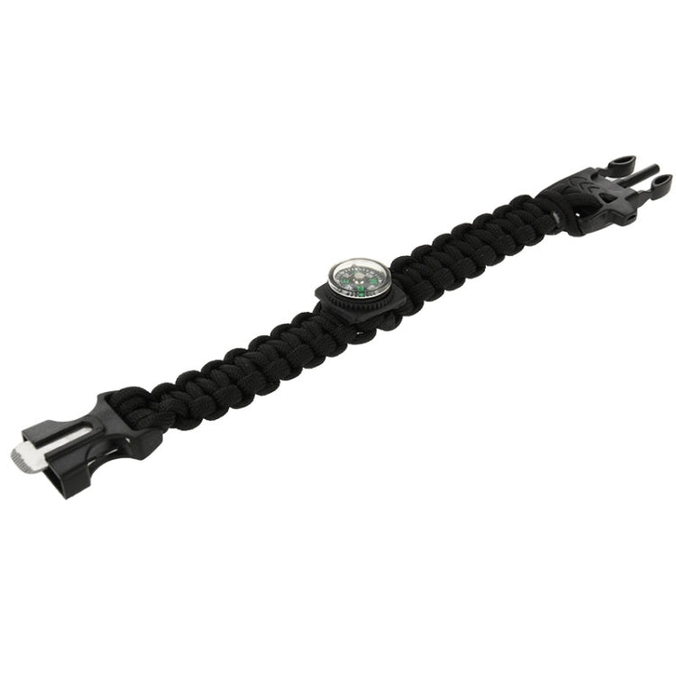 Multi-functional Outdoor Flint Nylon Braided Survival Bracelets with Compass & Whistle, Length: 25cm