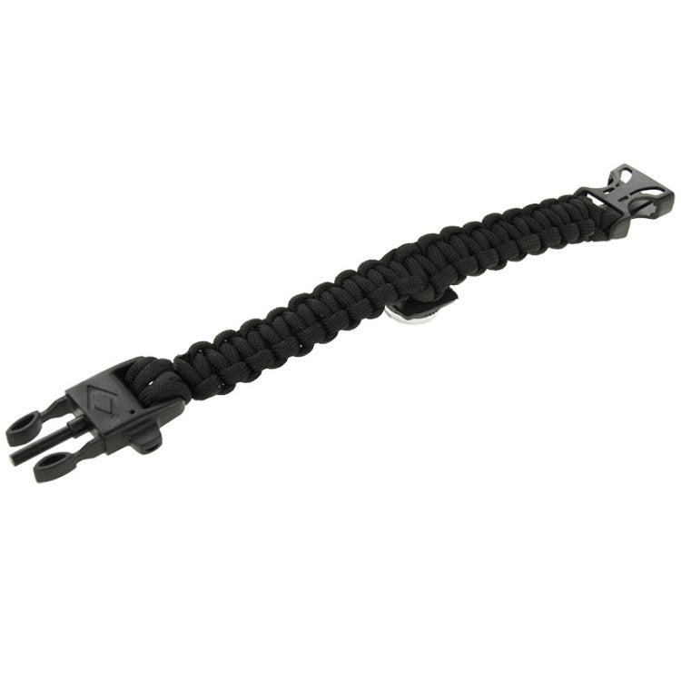 Multi-functional Outdoor Flint Nylon Braided Survival Bracelets with Compass & Whistle, Length: 25cm