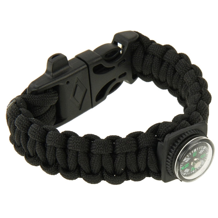 Multi-functional Outdoor Flint Nylon Braided Survival Bracelets with Compass & Whistle, Length: 25cm