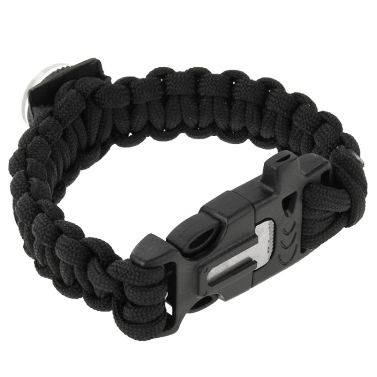 Multi-functional Outdoor Flint Nylon Braided Survival Bracelets with Compass & Whistle, Length: 25cm