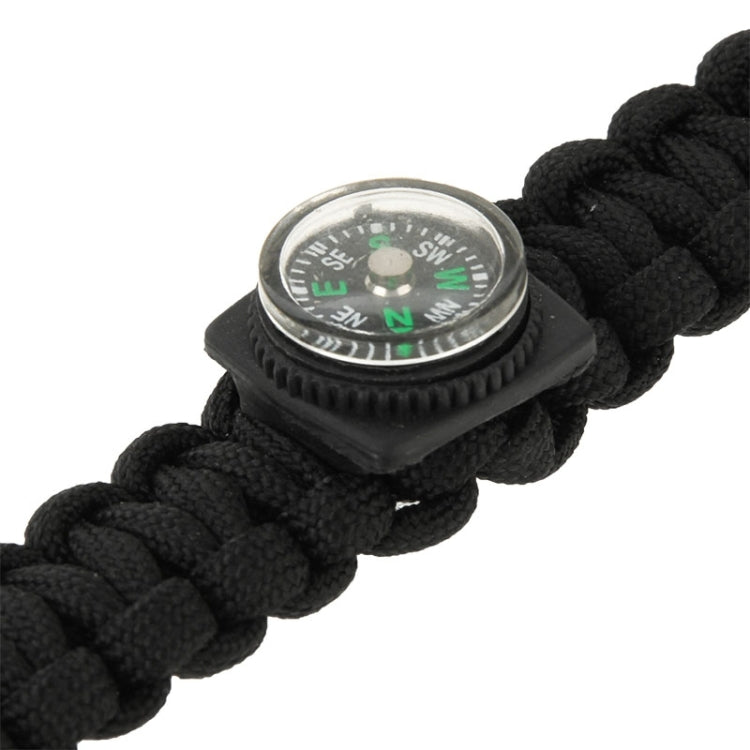 Multi-functional Outdoor Flint Nylon Braided Survival Bracelets with Compass & Whistle, Length: 25cm