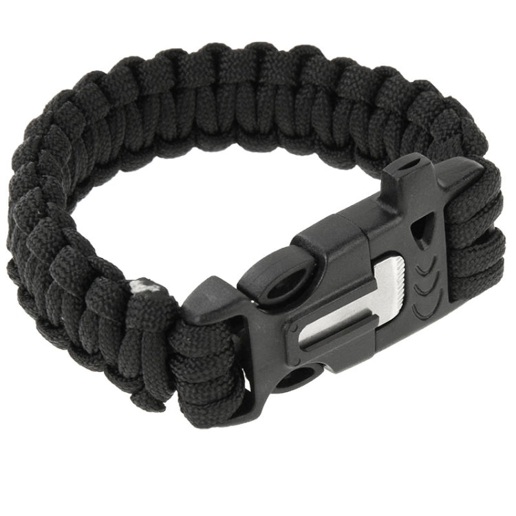Multi-functional Outdoor Flint Nylon Braided Survival Bracelets with Whistle, Length: 25cm