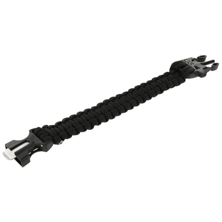 Multi-functional Outdoor Flint Nylon Braided Survival Bracelets with Whistle, Length: 25cm