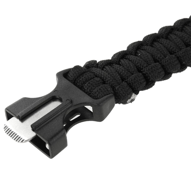 Multi-functional Outdoor Flint Nylon Braided Survival Bracelets with Whistle, Length: 25cm