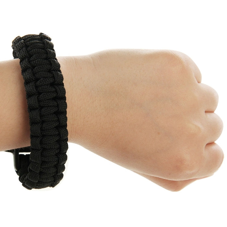 Multi-functional Outdoor Flint Nylon Braided Survival Bracelets with Whistle, Length: 25cm