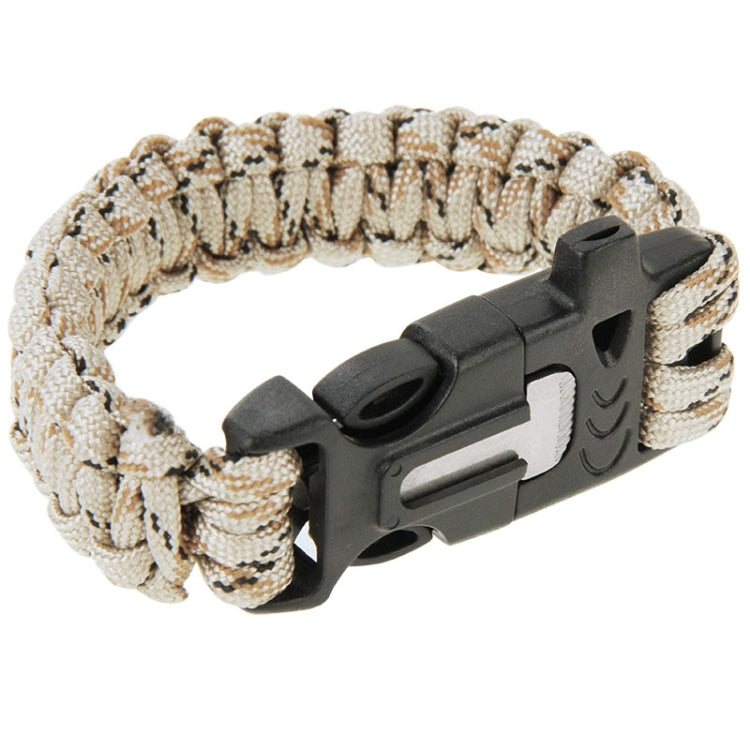 Multi-functional Outdoor Flint Nylon Braided Survival Bracelets with Whistle, Length: 25cm