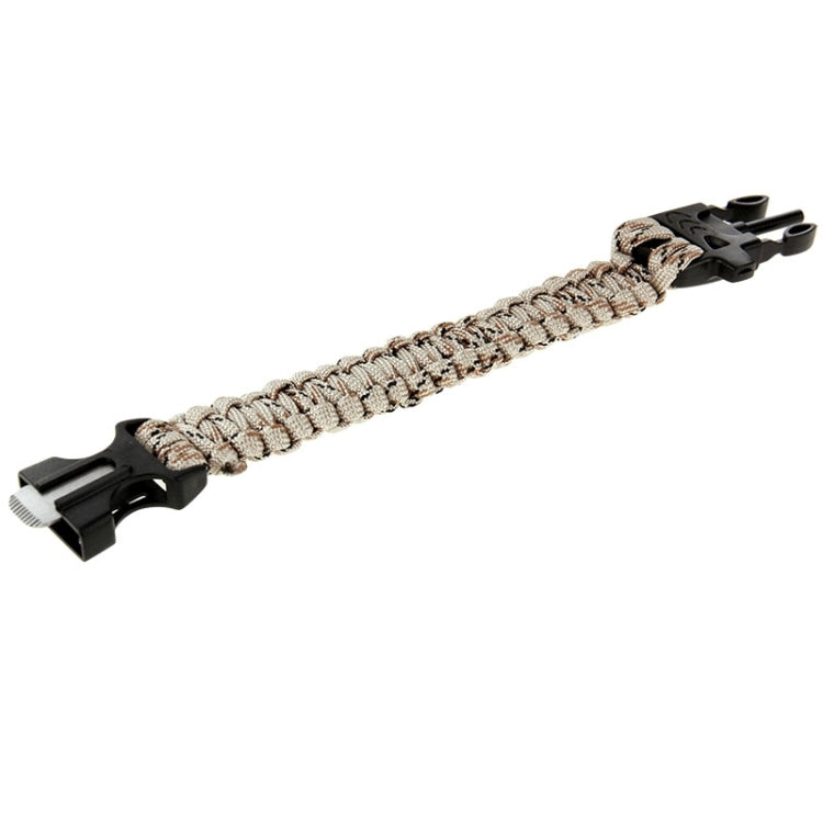Multi-functional Outdoor Flint Nylon Braided Survival Bracelets with Whistle, Length: 25cm