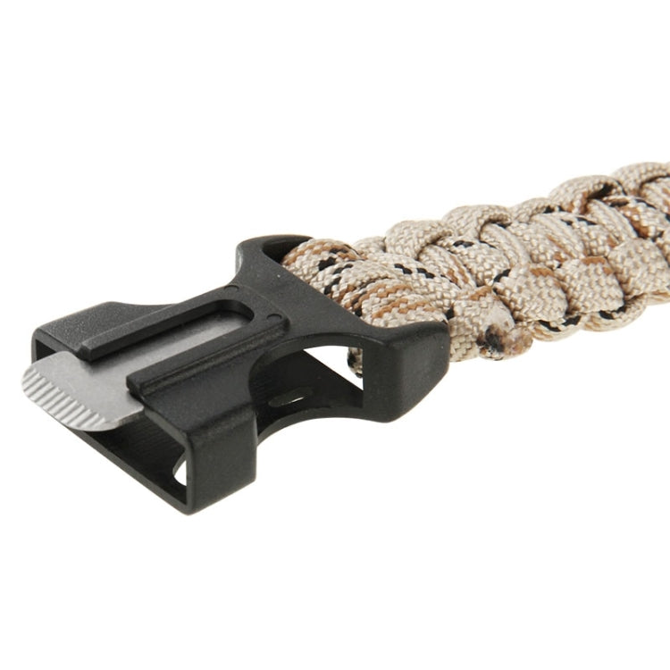 Multi-functional Outdoor Flint Nylon Braided Survival Bracelets with Whistle, Length: 25cm