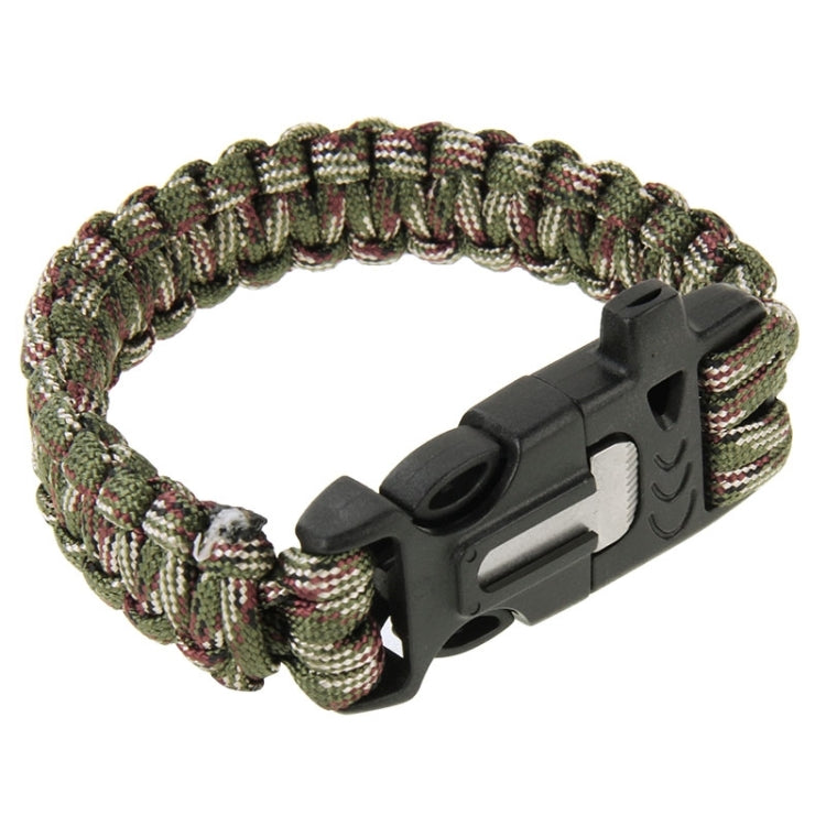 Multi-functional Outdoor Flint Nylon Braided Survival Bracelets with Whistle, Length: 25cm