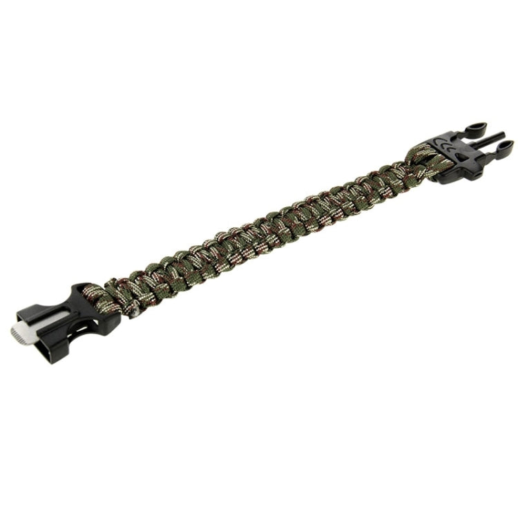 Multi-functional Outdoor Flint Nylon Braided Survival Bracelets with Whistle, Length: 25cm