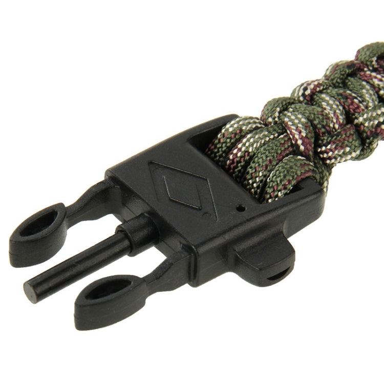Multi-functional Outdoor Flint Nylon Braided Survival Bracelets with Whistle, Length: 25cm