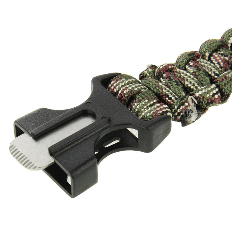 Multi-functional Outdoor Flint Nylon Braided Survival Bracelets with Whistle, Length: 25cm