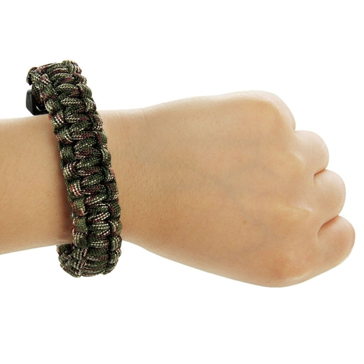 Multi-functional Outdoor Flint Nylon Braided Survival Bracelets with Whistle, Length: 25cm