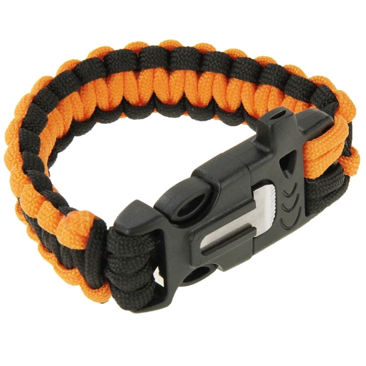 Multi-functional Outdoor Flint Nylon Braided Survival Bracelets with Whistle, Length: 25cm