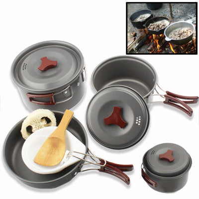 Outdoor Camping Ultra Light Weight 10 Piece Cookware Stackable Set